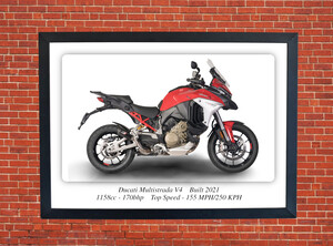 Ducati Multistrada V4 Motorbike Motorcycle - A3/A4 Size Print Poster