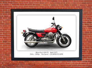 Moto Guzzi 850 T3 Motorbike Motorcycle - A3/A4 Size Print Poster
