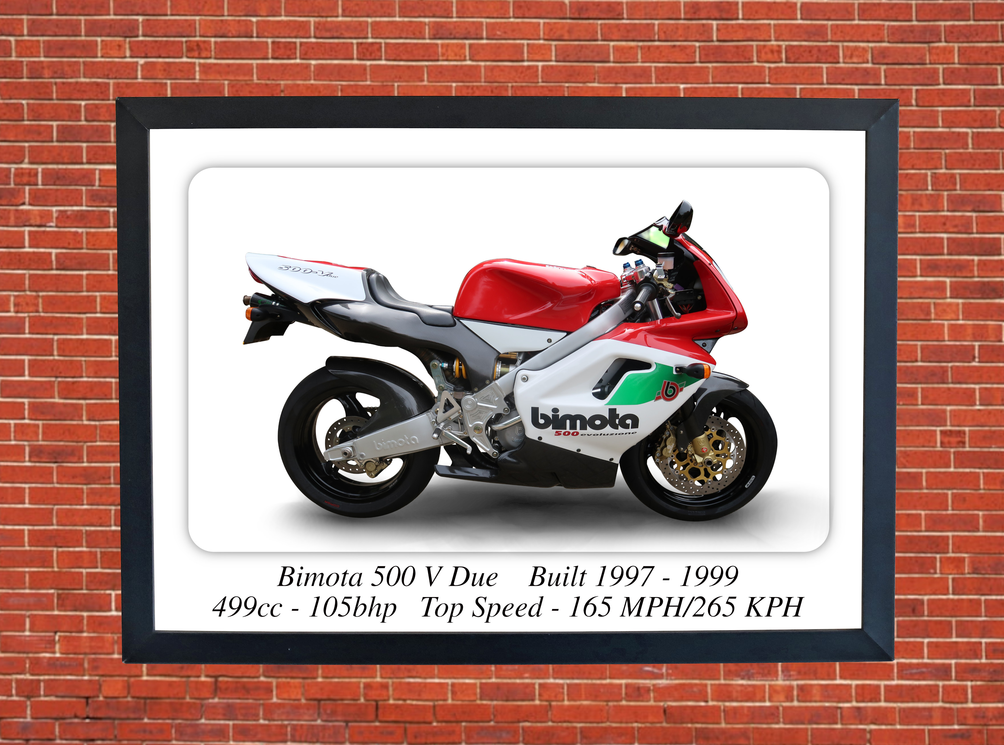 Bimota 500 V Due Motorcycle - A3/A4 Size Print Poster