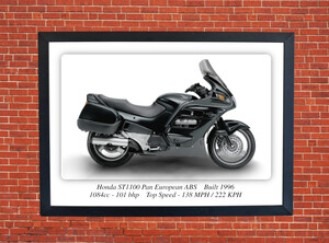 Honda ST1100 Pan European Motorcycle - A3/A4 Size Print Poster