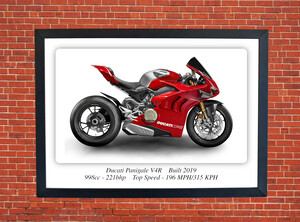 Ducati Panigale V4R Motorbike Motorcycle - A3/A4 Size Print Poster