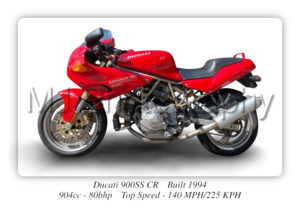 Ducati 900SS CR Motorbike Motorcycle - A3/A4 Size Print Poster