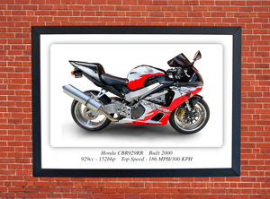 Honda CBR929RR Motorbike Motorcycle - A3/A4 Size Print Poster