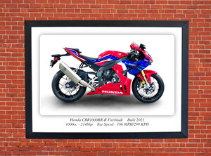 Honda CBR1000RR-R Fireblade Motorbike Motorcycle - A3/A4 Size Print Poster