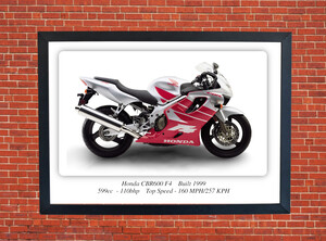 Honda CBR600 F4 Motorbike Motorcycle - A3/A4 Size Print Poster