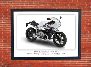 BMW R Nine Racer Motorbike Motorcycle - A3/A4 Size Print Poster
