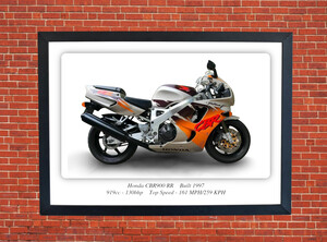 Honda CBR900 RR Motorbike Motorcycle - A3/A4 Size Print Poster
