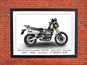 Triumph Scrambler 1200 XE Motorcycle - A3/A4 Size Print Poster