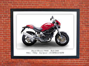 Ducati Monster 900IE Motorbike Motorcycle - A3/A4 Size Print Poster