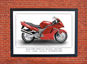 Honda CBR 1100XX Super Blackbird Motorbike Motorcycle - A3/A4 Size Print Poster