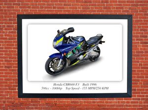 Honda CBR600 F3 Motorbike Motorcycle - A3/A4 Size Print Poster