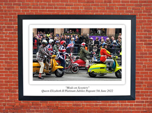 Mods on Scooters Jubilee Pageant Motorbike Motorcycle - A3/A4 Size Print Poster