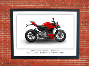 Ducati Street Fighter V2 Motorbike Motorcycle - A3/A4 Size Print Poster
