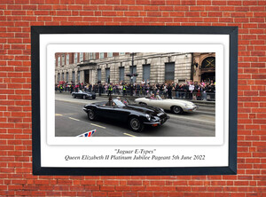 Jaguar E-Types Jubilee Pageant Motorbike Motorcycle - A3/A4 Size Print Poster
