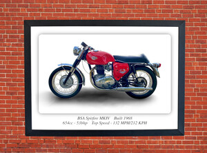 BSA Spitfire MKIV Motorbike Motorcycle - A3/A4 Size Print Poster