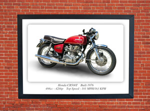 Honda CB500T Motorbike Motorcycle - A3/A4 Size Print Poster