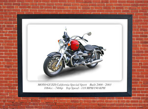 Moto Guzzi California Special Sport Motorbike Motorcycle - A3/A4 Size Print Poster