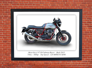 Moto Guzzi V7 II Clubman Racer Motorbike Motorcycle - A3/A4 Size Print Poster