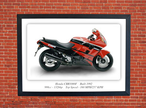 Honda CBR1000F Motorbike Motorcycle - A3/A4 Size Print Poster