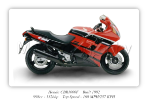Honda CBR1000F Motorbike Motorcycle - A3/A4 Size Print Poster