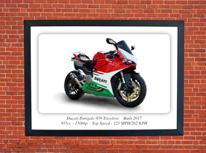 Ducati Panigale 959 Tricoloure Motorbike Motorcycle - A3/A4 Size Print Poster