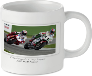 Colin Edwards V Troy Bayliss 2002 WSB Finale Motorbike Motorcycle Tea Coffee Mug Ideal Biker Gift Printed UK