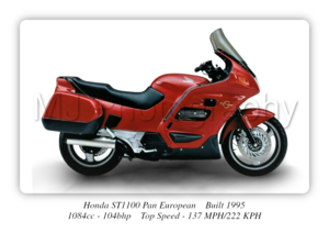 Honda ST1100 Pan European Motorbike Motorcycle - A3/A4 Size Print Poster