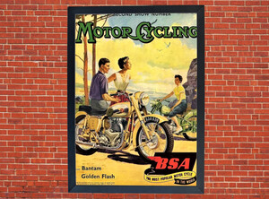 BSA Motorcycling Vintage Motorbike Motorcycle A3/A4 Promotional Poster