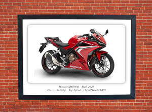 Honda CBR500R Motorbike Motorcycle - A3/A4 Size Print Poster