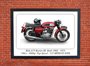 BSA Rocket III Motorcycle - A3/A4 Size Print Poster