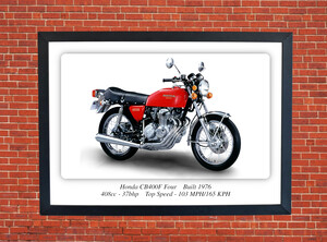 Honda CB400F Four Motorbike Motorcycle - A3/A4 Size Print Poster