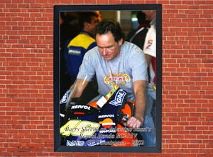 Barry Sheene on Valentino Rossi’s Honda Motorbike Motorcycle - A3/A4 Size Print Poster