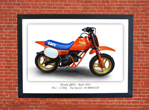 Honda QR50 Motorbike Motorcycle - A3/A4 Size Print Poster