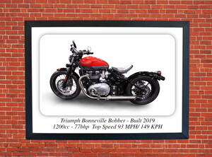 Triumph Bonneville Bobber Motorcycle - A3/A4 Size Print Poster