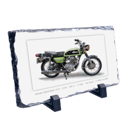 Honda CB200 Motorcycle on a Natural slate rock with stand 10x15cm