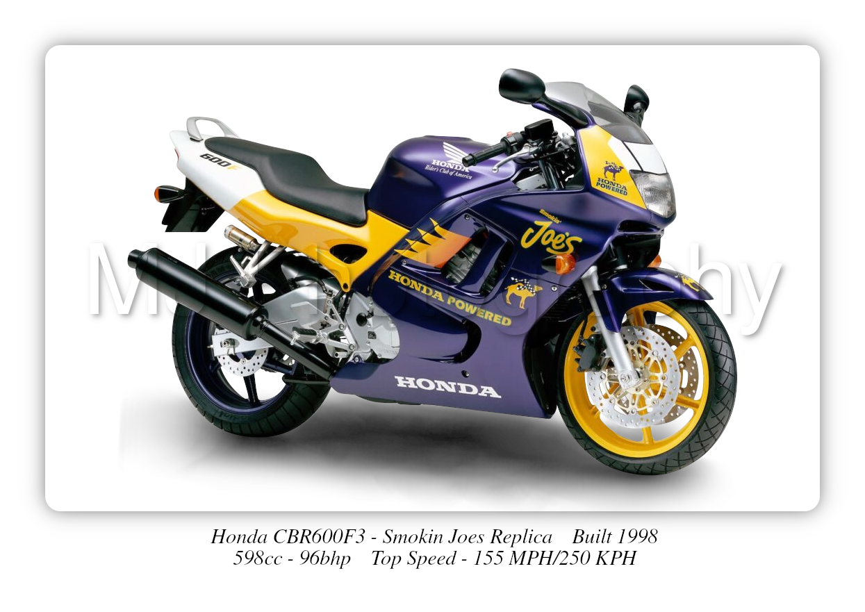 Honda CBR600 F3 - Smokin Joes Replica Motorbike Motorcycle - A3/A4 Size Print Poster