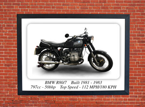 BMW R80/7 Motorcycle - A3/A4 Size Print Poster