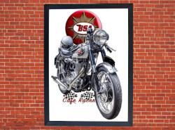 BSA Cafe Racer Motorcycle Poster Print Size A3/A4