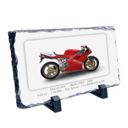 Ducati 916 Motorcycle on a Natural slate rock with stand 10x15cm