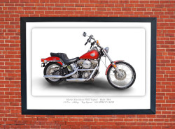 Harley Davidson FXST Softail 1984 Motorbike Motorcycle - A3/A4 Print Poster