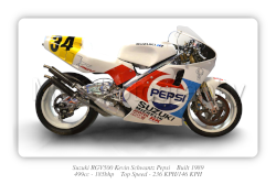 Suzuki RGV500 Kevin Schwantz Pepsi Motorbike Motorcycle - A3/A4 Size Print Poster