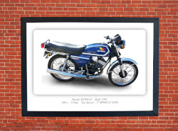 Honda H100S II Motorbike Motorcycle - A3/A4 Size Print Poster