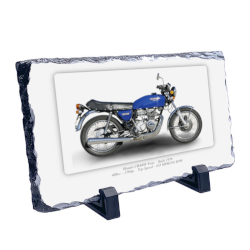 Honda CB400F Four Motorcycle on a Natural slate rock with stand 10x15cm