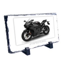 Honda CBR1000RR-R Fireblade Motorcycle on a Natural slate rock with stand 10x15cm