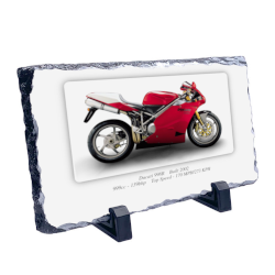 Ducati 998R Motorcycle on a Natural slate rock with stand 10x15cm