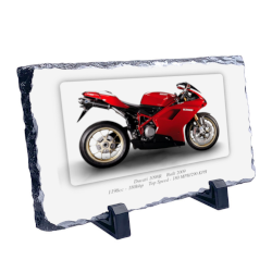 Ducati 1098R Motorcycle on a Natural slate rock with stand 10x15cm