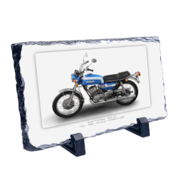 Suzuki T350 Rebel Motorcycle Coaster Natural slate rock with stand 10x15cm