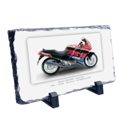 Honda CBR1000F Motorcycle on a Natural slate rock with stand 10x15cm