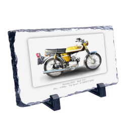 Yamaha SS50 Motorbike Coaster natural slate rock with stand 10x15cm