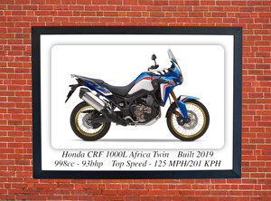 Honda CRF 1000L Africa Twin Motorcycle - A3/A4 Size Print Poster